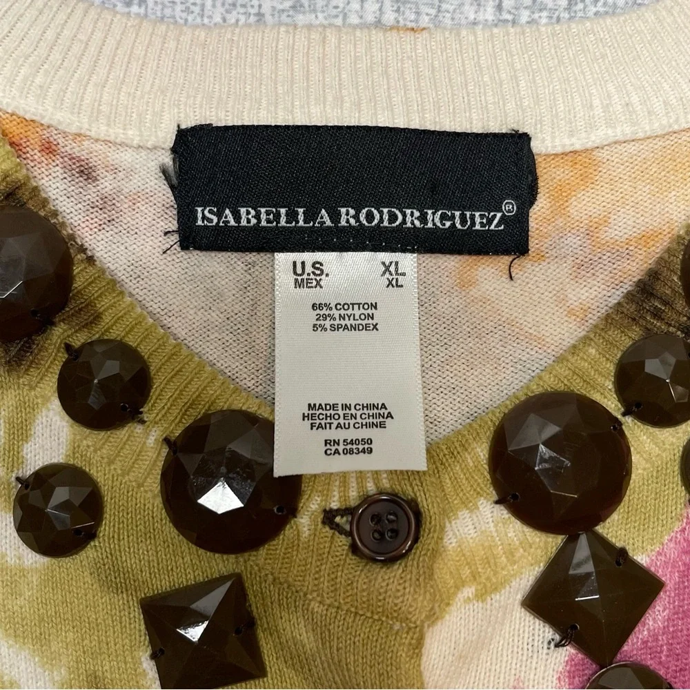 Isabella Rodriguez Beaded Tie Dye Cardigan Sweater Short Sleeve Size XL